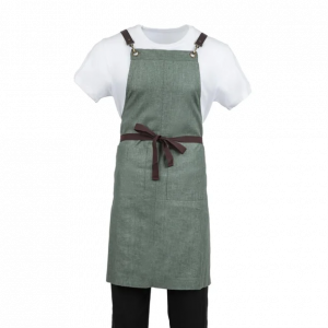 Southside Linen Blend Bib Apron Forest Green - 1 Size Fits Most