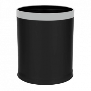 Round Black Bin with Stainless Steel Frame - 9.8L