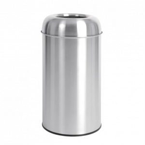 Silver Stainless Steel Open Lid Bullet Bin - 40L